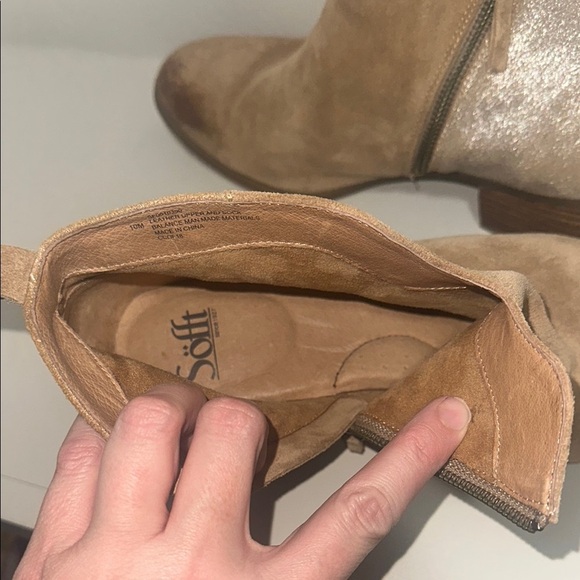 Sofft Gold and Tan Ankle Booties with Suede Finish - Picture 7 of 7